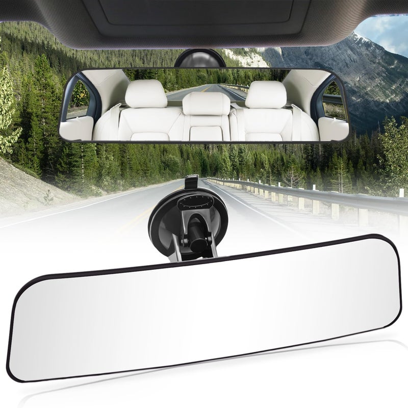 LECAMEBOR Rear View Mirror Universal Anti-glare HD Adjustable Car Panoramic Rear View Mirror with Suction Cup(Widen the Field of View-Sector/Trapezoid/Rounded Rectangle) - Image 1
